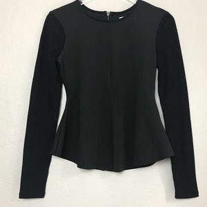 Silence + Noise Black Long Sleeve Scuba Top Size S